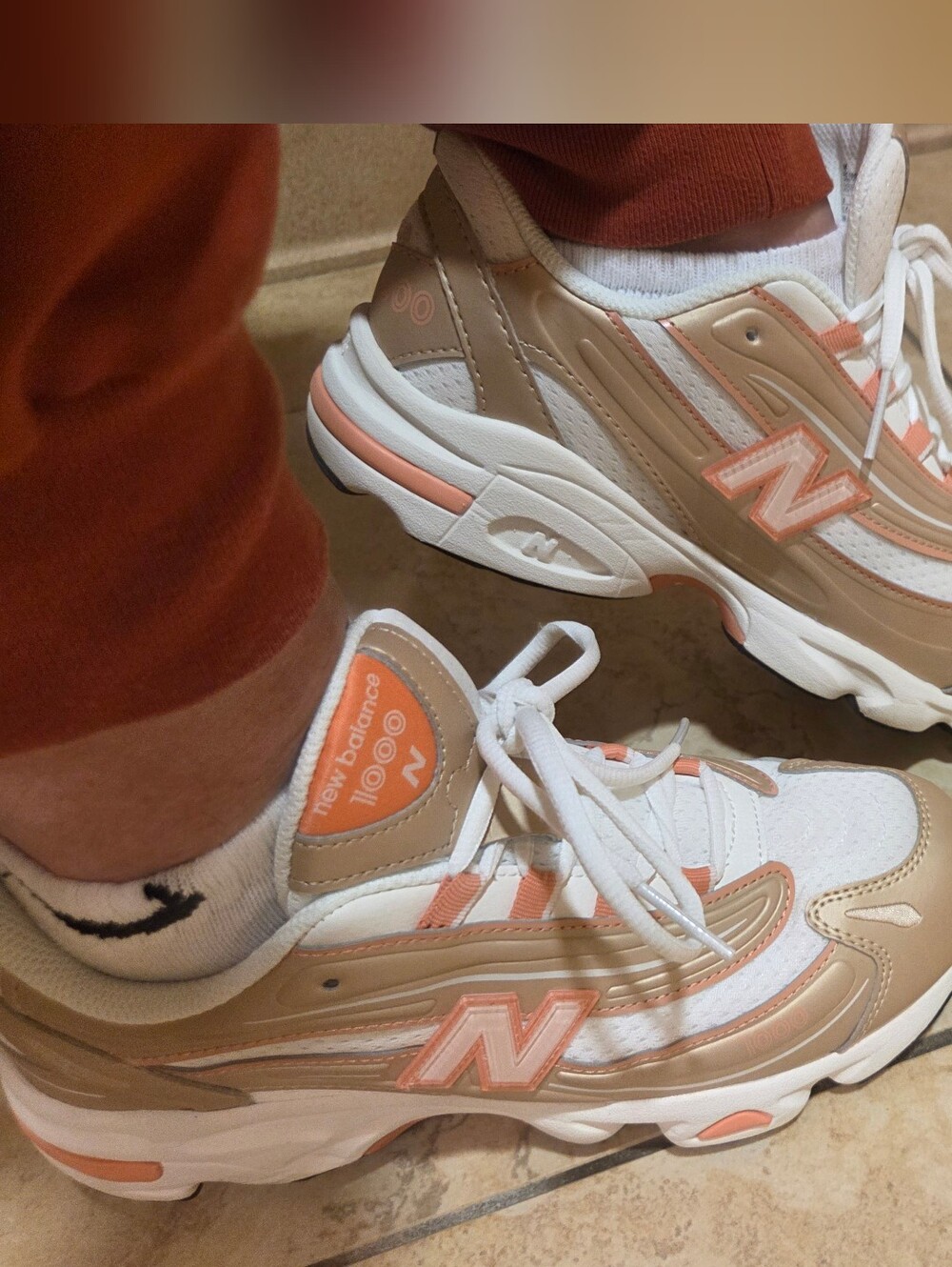 New Balance Kids Rose Gold and Peach Athletic Sneakers